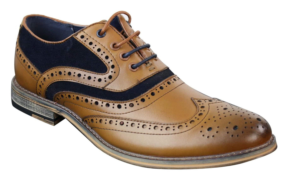 Herr Gatsby Brouges i äkta läder och mocka med snörning Smarta, casual designerskor i retrostil