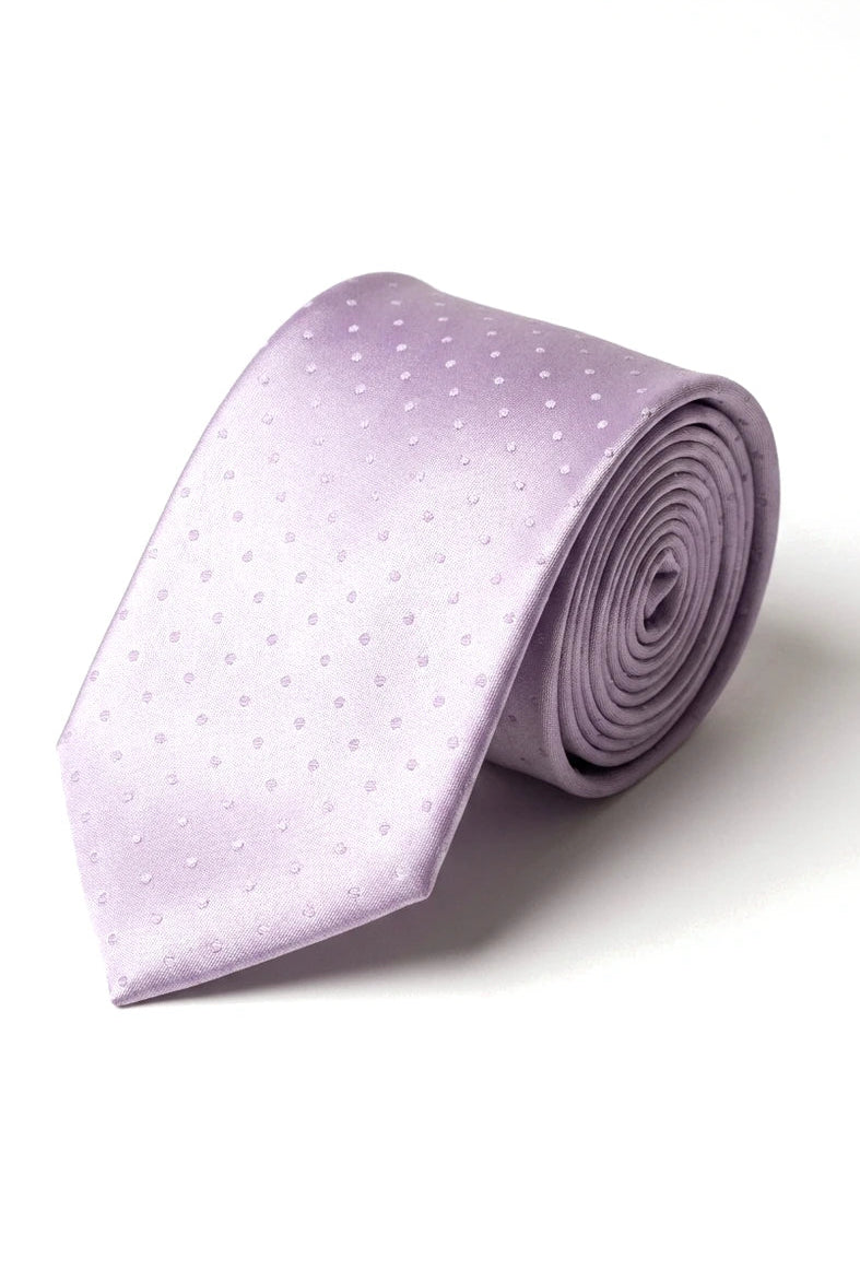 Cavani Satin Slips - Matchande Herrslips i Satin Siden Näsduk & Slipsklämma Prickig Bröllopsbal Kontorsslips