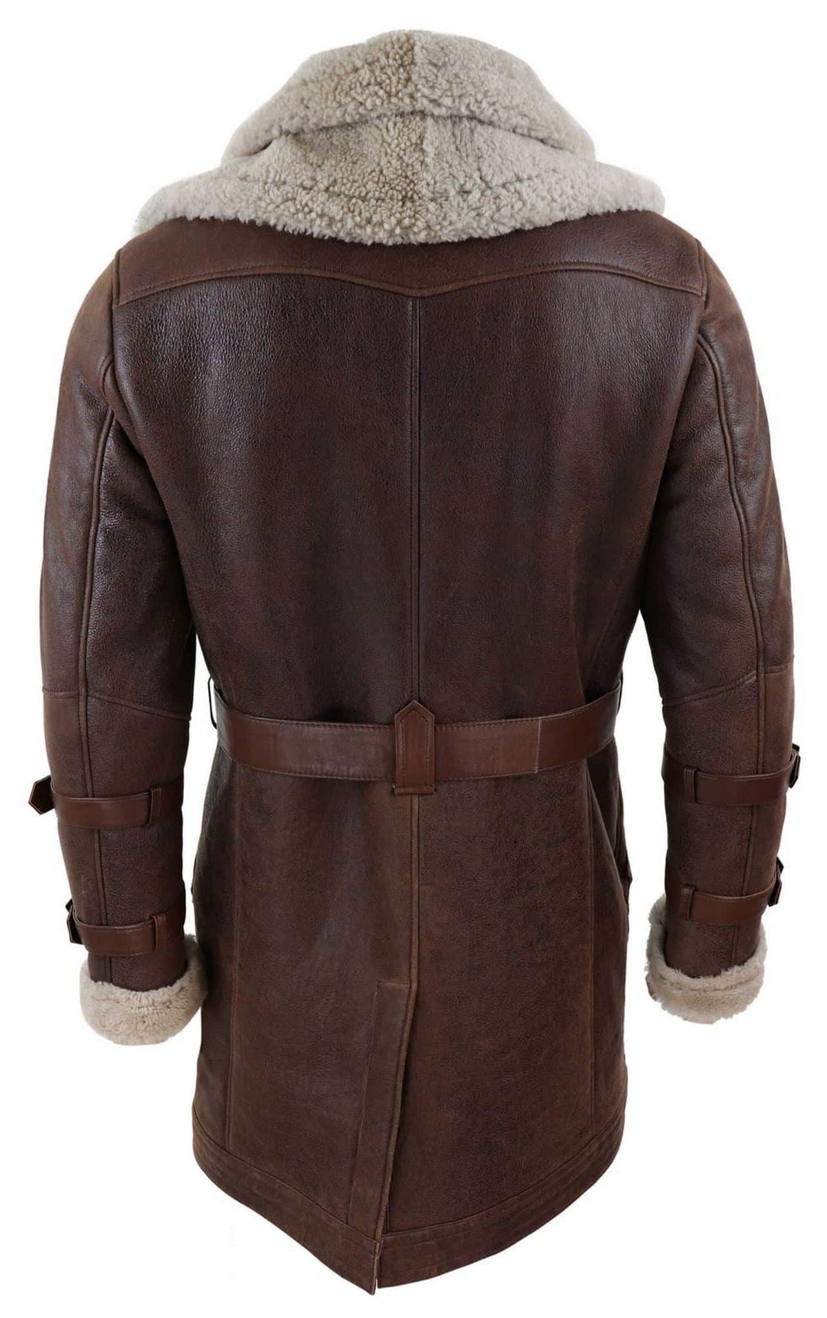 Herr 3/4 Shearling fårskinn långjacka