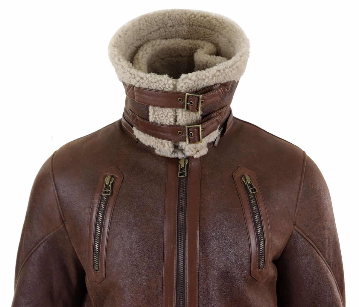 Herr 3/4 Shearling fårskinn långjacka