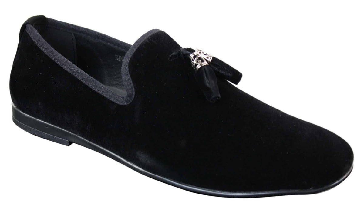 Elong dd0019 - Herr Sammets Slip On Mocka Tofsiga Bilskor Loafers Smart Casual Vin Marinblå