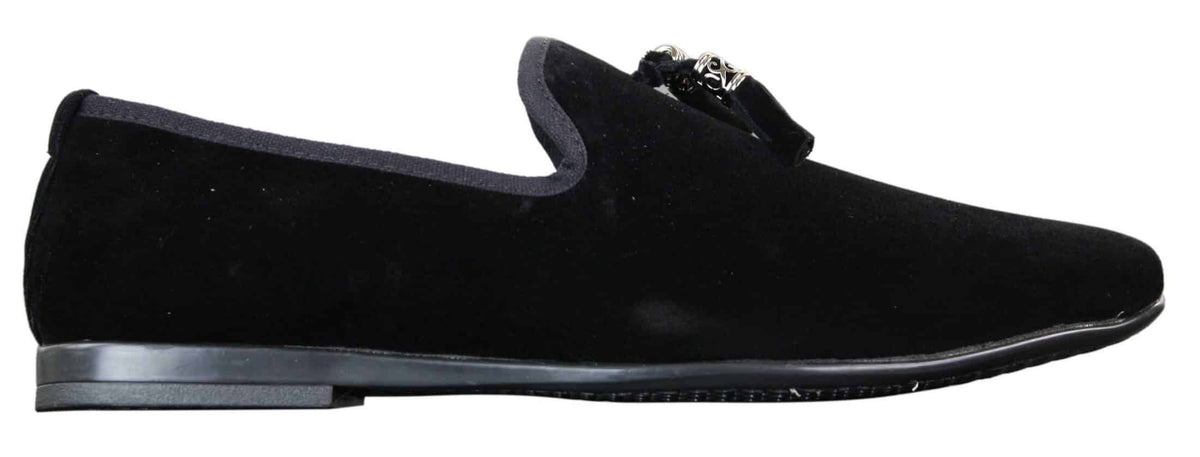 Elong dd0019 - Herr Sammets Slip On Mocka Tofsiga Bilskor Loafers Smart Casual Vin Marinblå