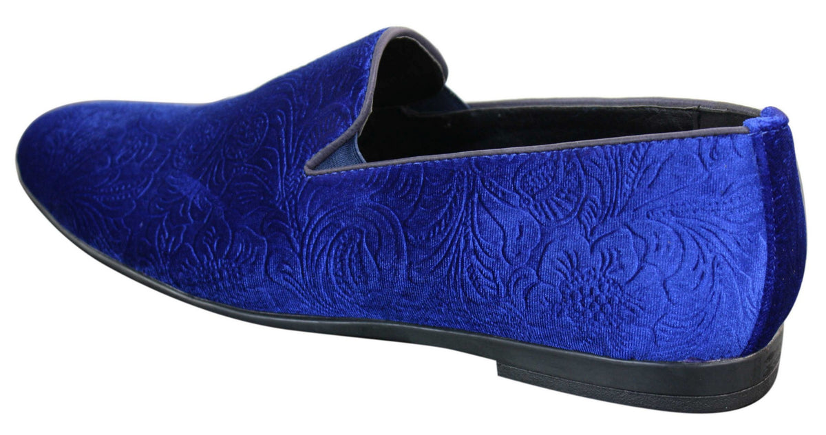 Elong DD0083 - Herr Sammets Slip On Paisley Körskor Loafers Smart Casual Vin Marinblå Svart