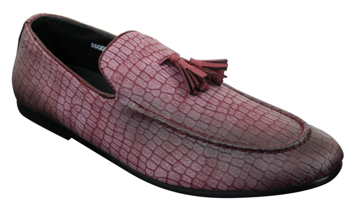 Elong DD0085 - Herr Loafers i PU med ormskinn och krokodilmönster, slip-on, bekväma vintage-skor