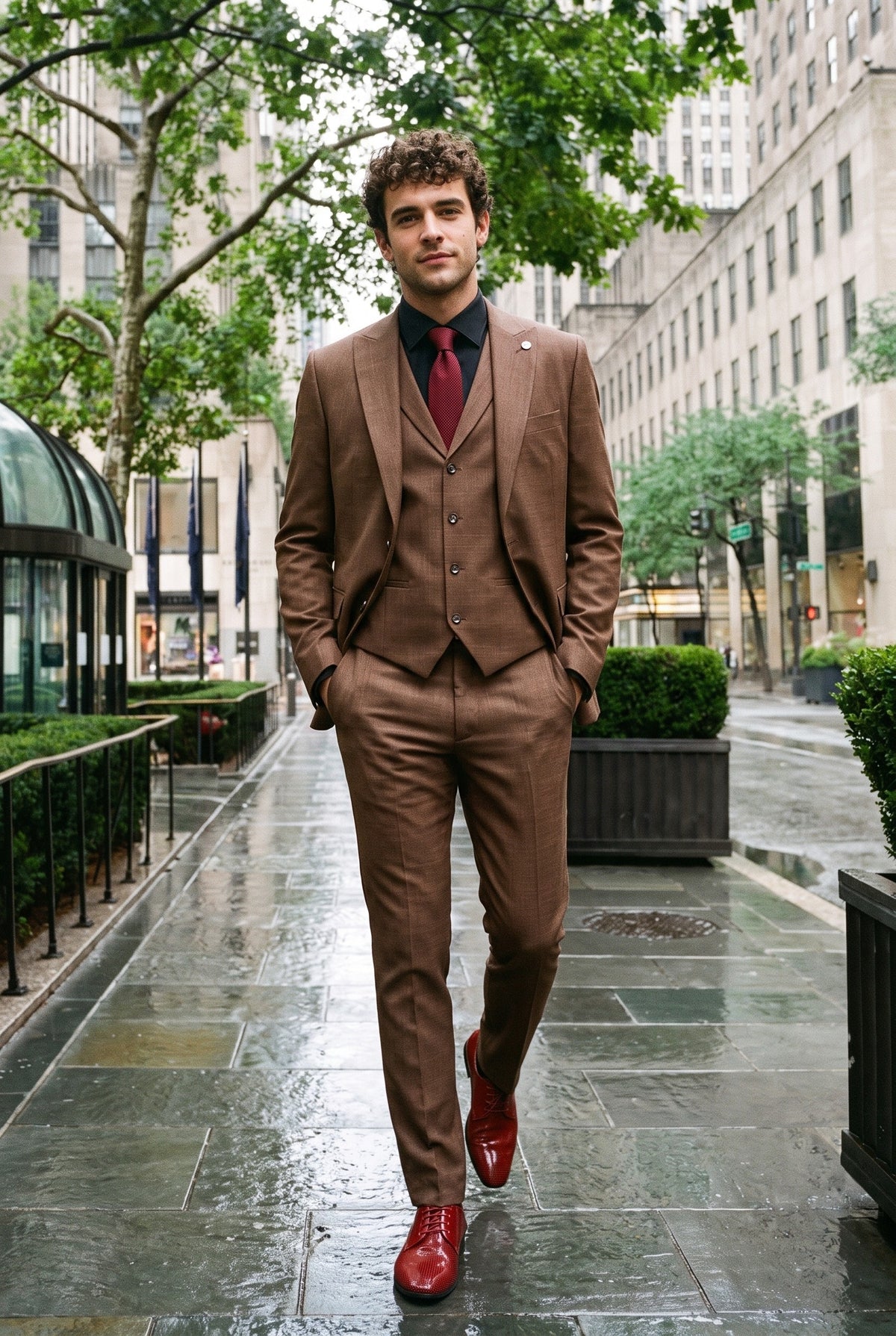 Look #284 styled with James Herrkostym i 3 delar, enfärgad brun med klassisk passform