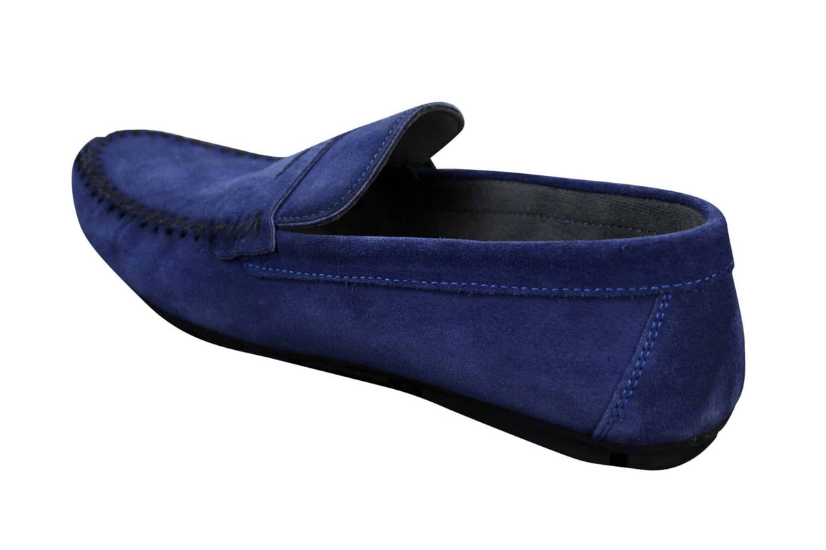 Herrskor i äkta mocka, tvättade designerslip-on, mockasiner och eleganta vardagsskor
