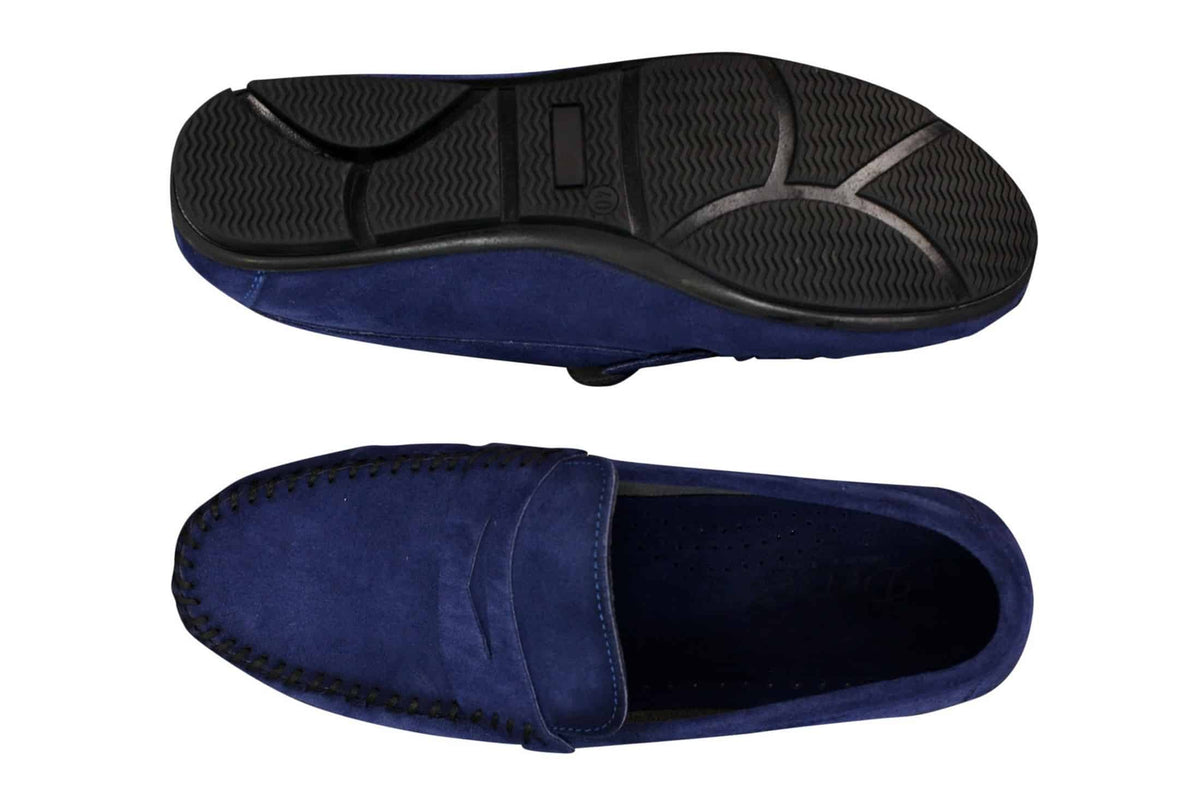 Herrskor i äkta mocka, tvättade designerslip-on, mockasiner och eleganta vardagsskor