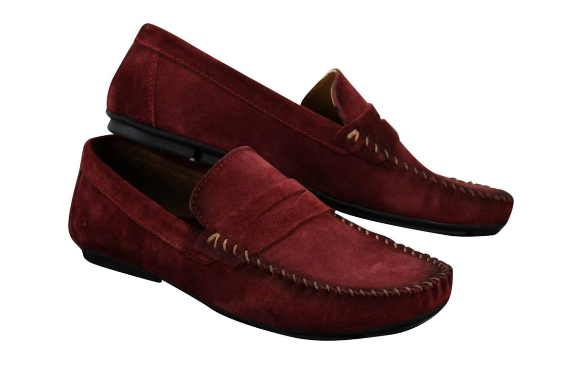 Herrskor i äkta mocka, tvättade designerslip-on, mockasiner och eleganta vardagsskor