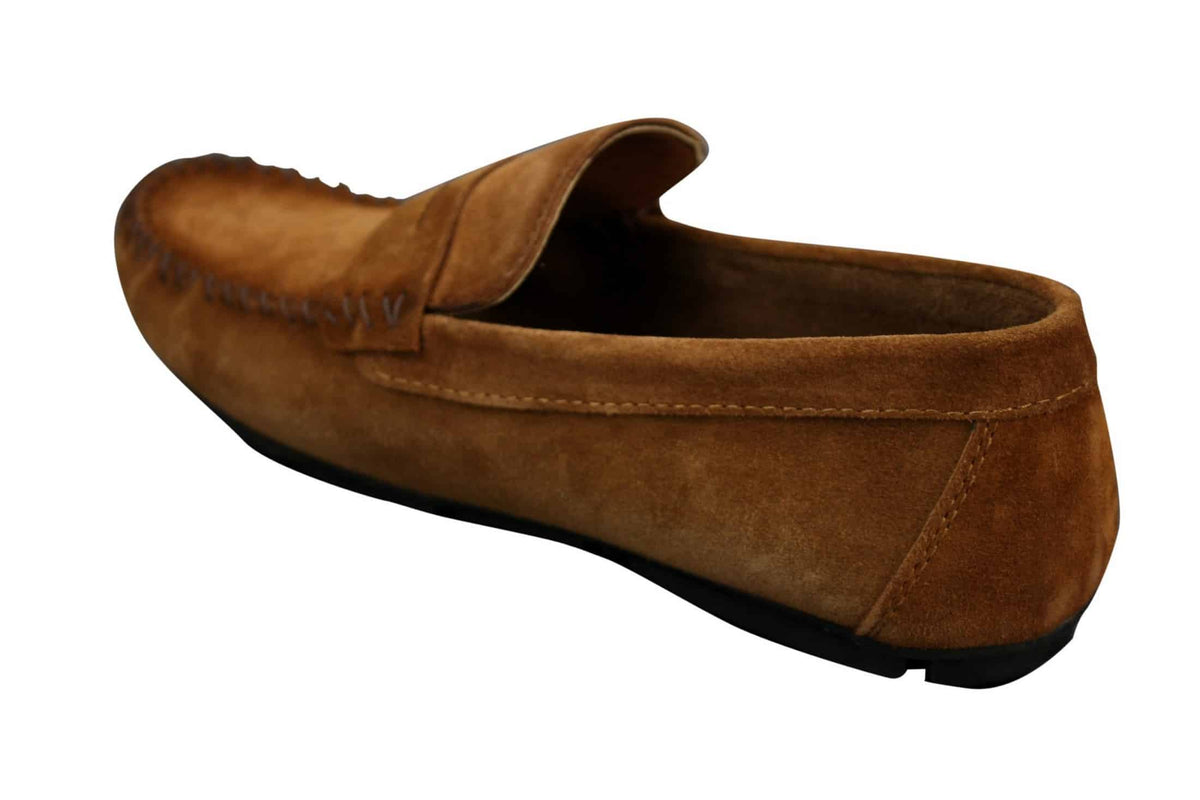Herrskor i äkta mocka, tvättade designerslip-on, mockasiner och eleganta vardagsskor