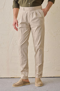 Beige Plisserade Smart Casual Byxor för Herr Skräddarsydd Klassisk Passform