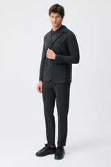 Herrset med antracitgrå mjuk jersey, elegant och casual kavaj och byxor