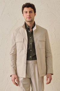 Beige utilityjacka för män Lätt bomullsblandad elegant casualjacka