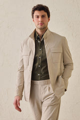 Beige utilityjacka för män Lätt bomullsblandad elegant casualjacka