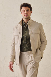 Beige utilityjacka för män Lätt bomullsblandad elegant casualjacka