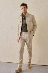Beige utilityjacka för män Lätt bomullsblandad elegant casualjacka
