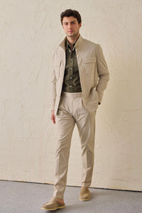 Beige utilityjacka för män Lätt bomullsblandad elegant casualjacka