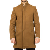 Herröverrock i ullblandning med ståkrage, brun