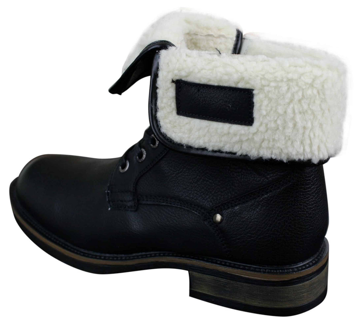 Herr Svarta Bruna Militära Ankelstövlar i Läder, Fleece, Pälsfodrade, Casual Armékängor