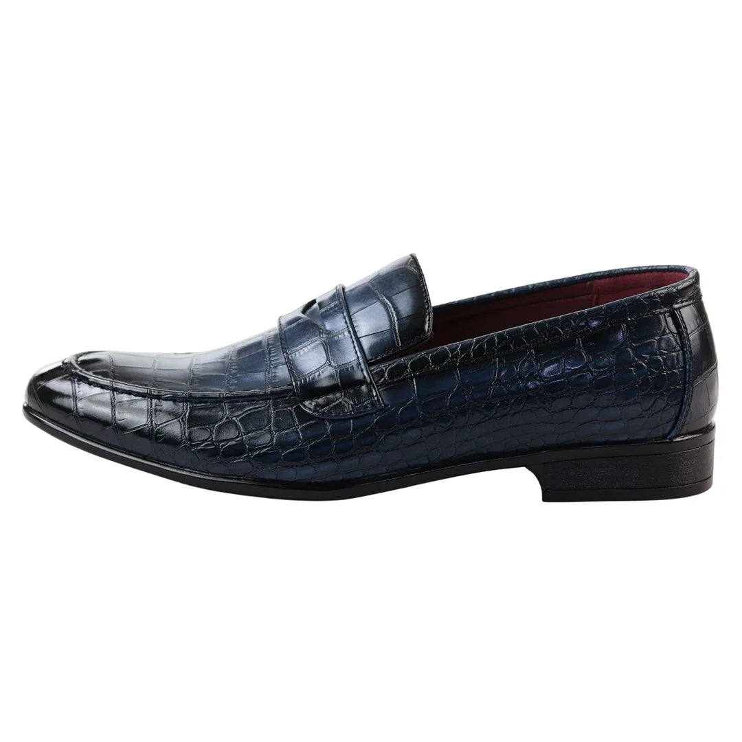 Marinblå slip-on loafers för män