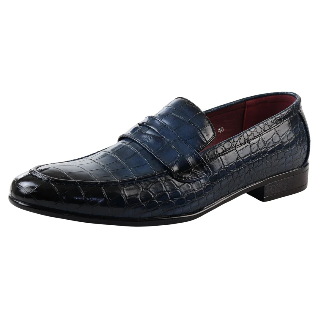 Marinblå slip-on loafers för män