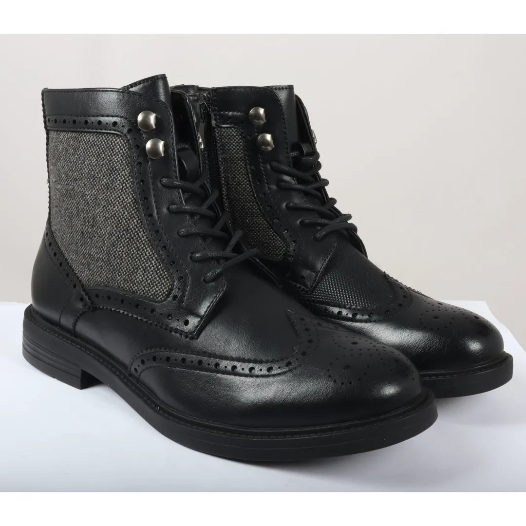 Herrstövlar med snörning, svarta brogues