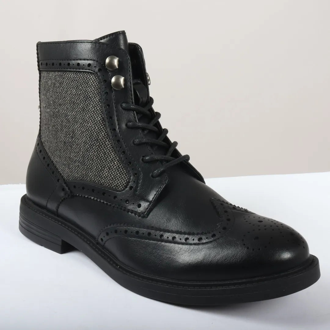 Herrstövlar med snörning, svarta brogues