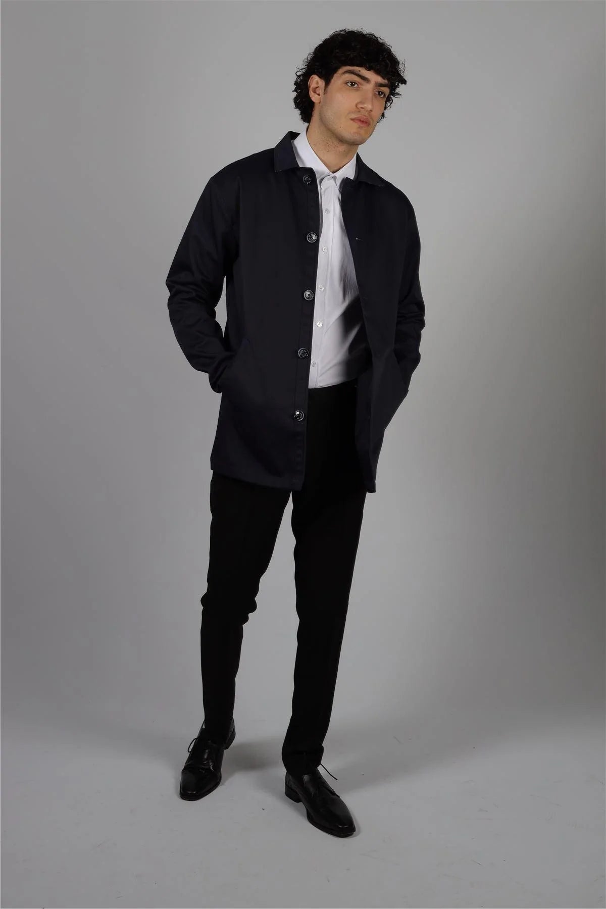 Herr Mellanlång Överrockjacka Lätt Vikt Smart Casual Marinblå Mac