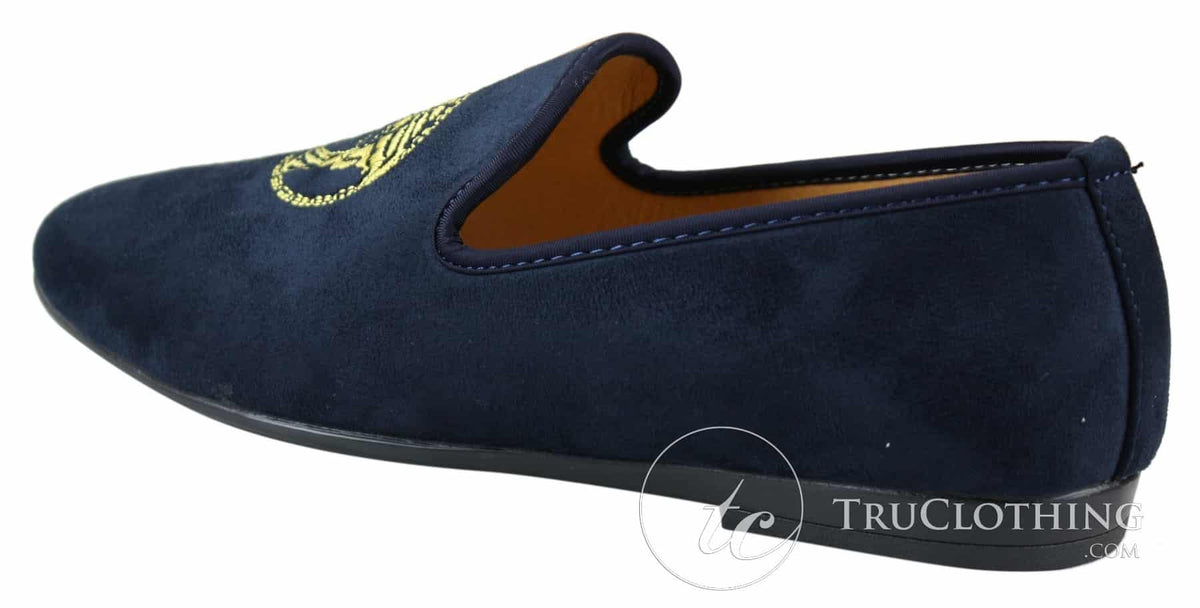 Fiorello HD0112-04 - Herr Svarta Iconic Medusa Slip On Loafers Mockasiner Körskor PU Mocka Italiensk