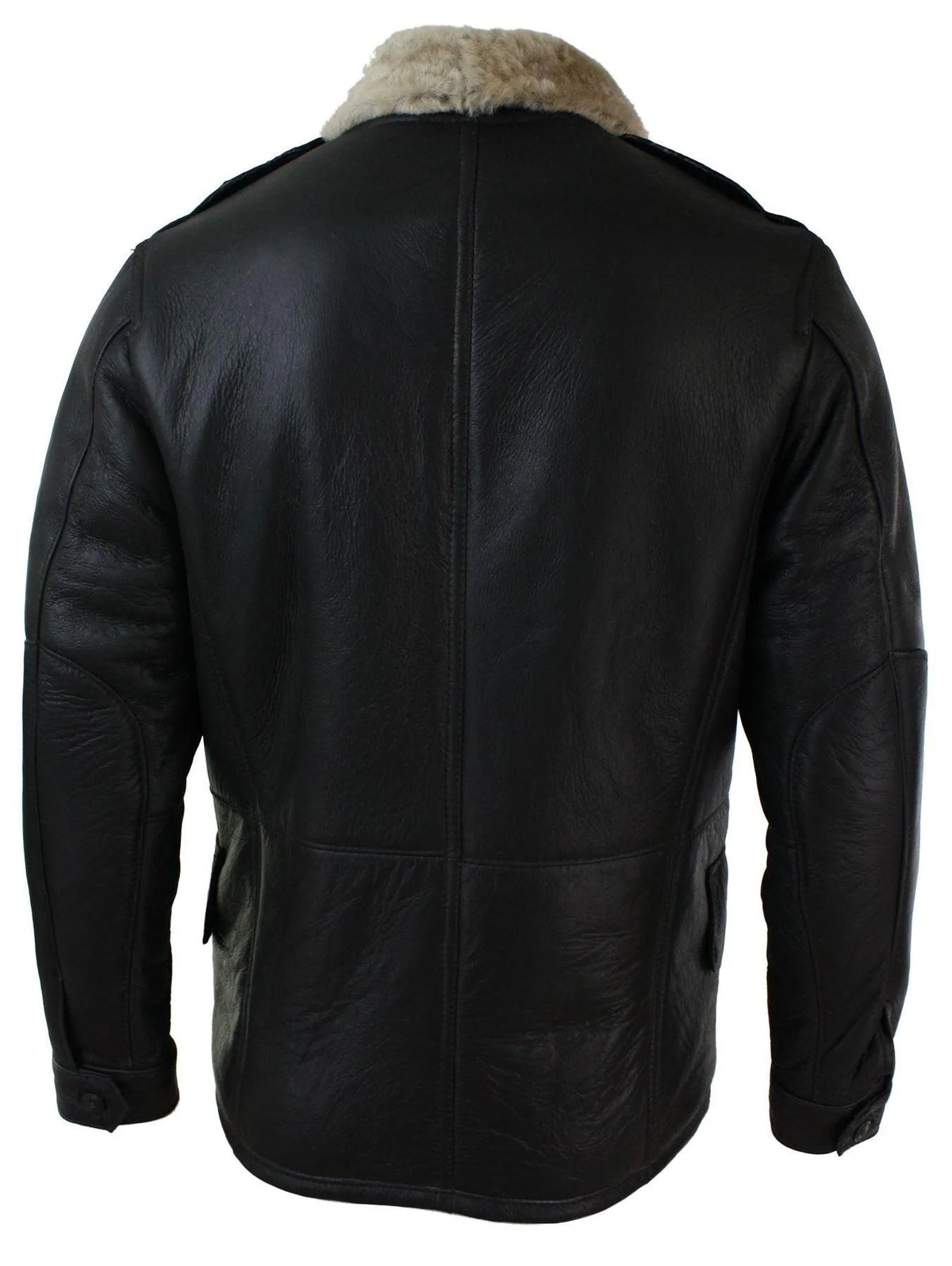 Herr Äkta Shearling Fårskinn 3/4 Överrock Brun Beige Päls Varm Vinter