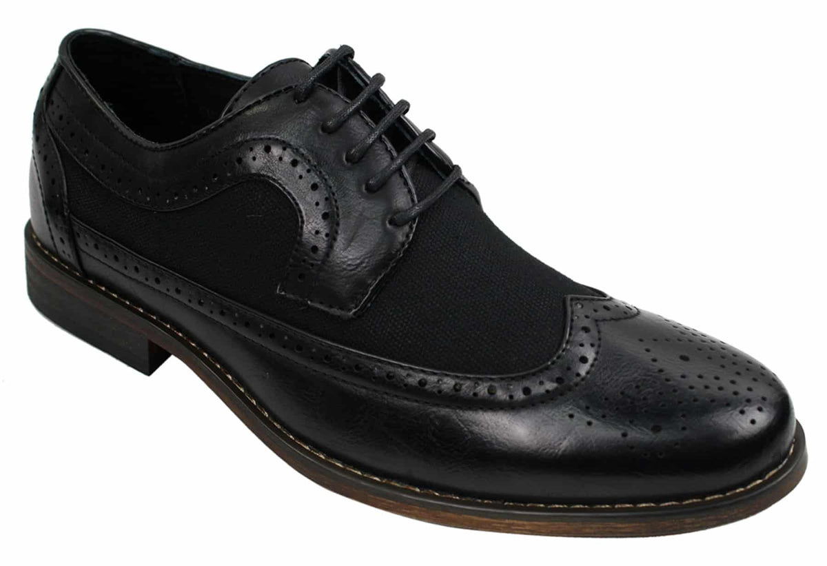 Herr Brogues Läderskor Italiensk Designer Smart Casual Brun Svart Marinblå Retro