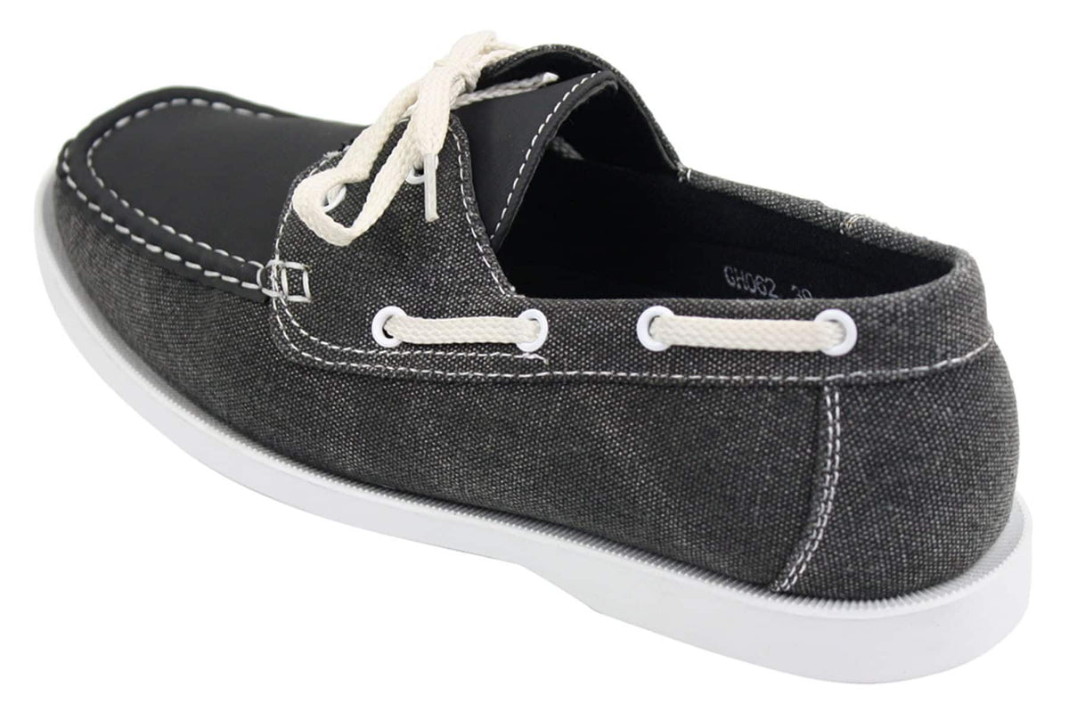Herr Retro Denim Style Vintage Däck Båtskor Smart Casual Snörade Marinblå Tvättade