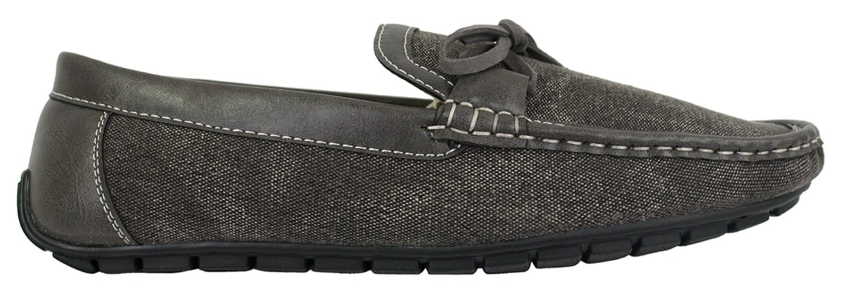 Herr Slip On Denim Läder Spets Mockasin Skor Smart Casual Italiensk Brun Marinblå