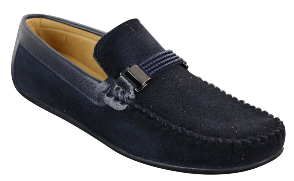 Galax ZD71 - Herr Slip-On Mocka PU Läder Körskor Spänne Mockasin Casual