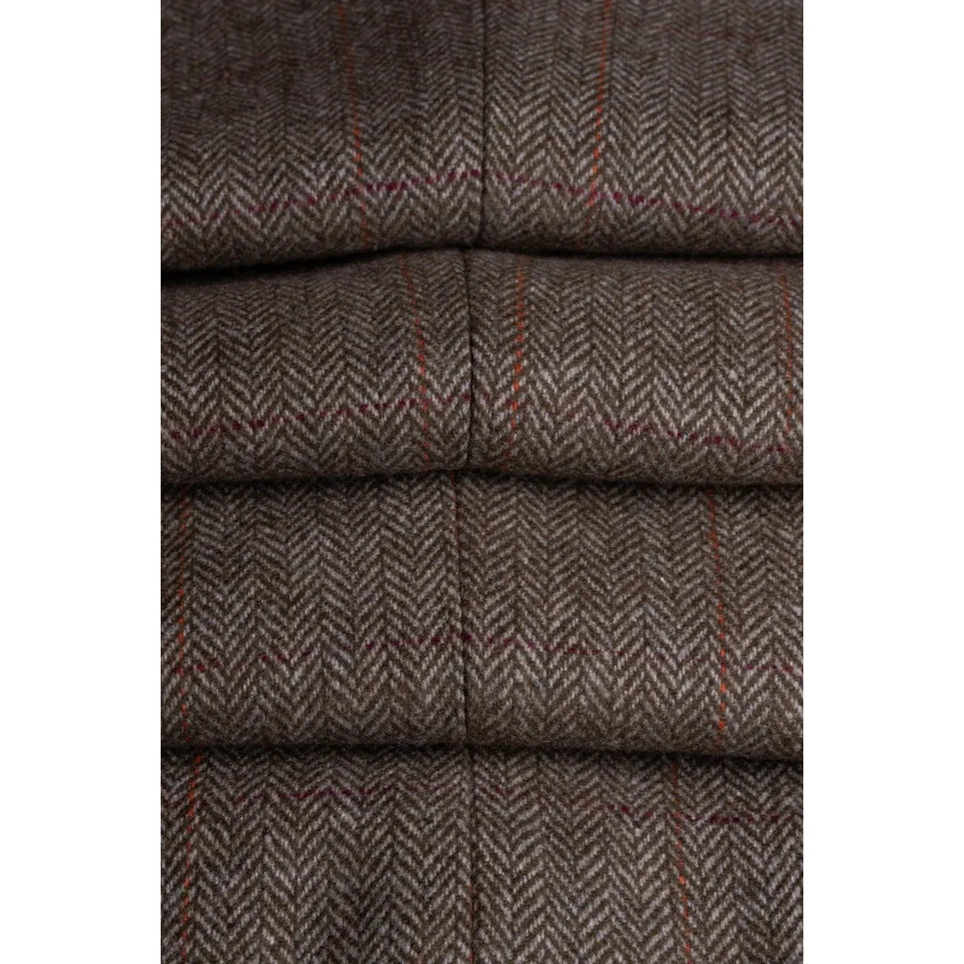 Gaston - Herrväst i tweed med olivfärgad ruta