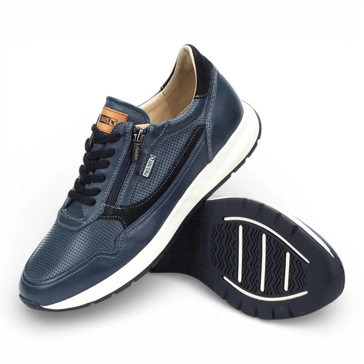 Getafe - Blå lädersneakers för män