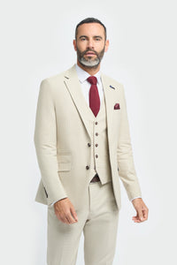 Hampton - Beige 3-delad kostym för män