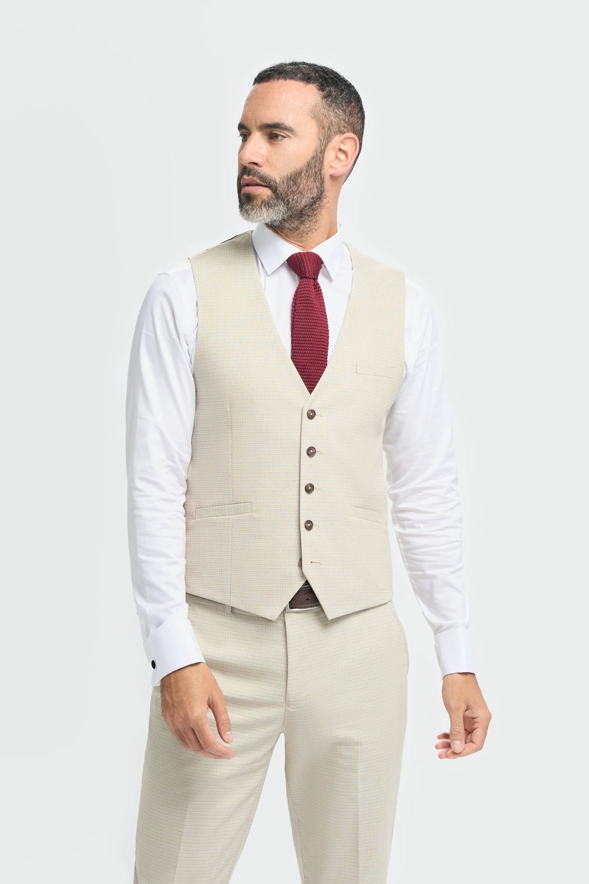 Hampton - Beige 3-delad kostym för män