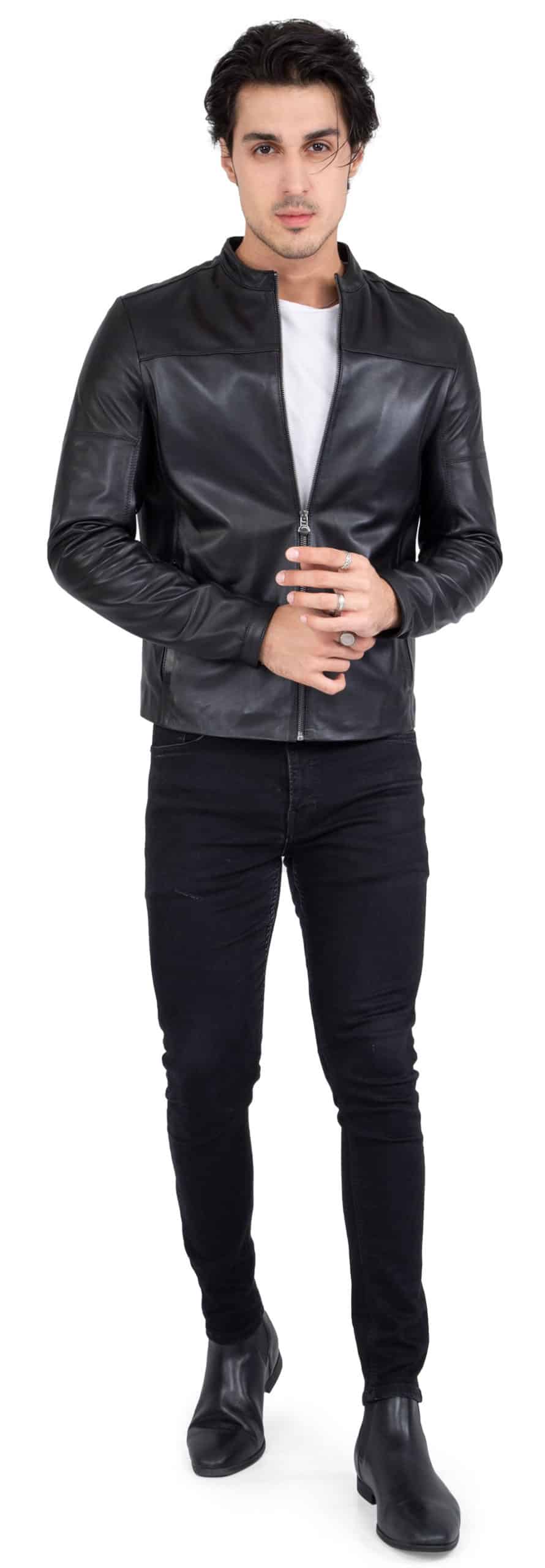 Happy Gentleman B101 - Svart herrjacka i äkta läder - Slim fit