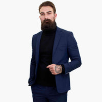 Happy Gentleman BELLO Marinblå 3-delad kostym i ull, skräddarsydd passform