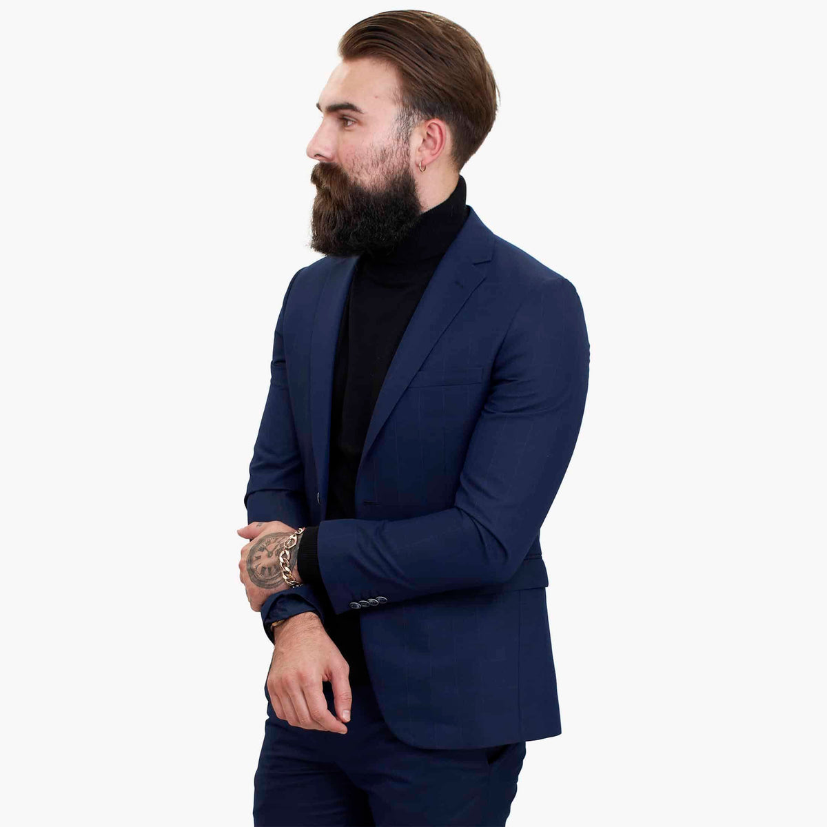 Happy Gentleman BELLO Marinblå 3-delad kostym i ull, skräddarsydd passform