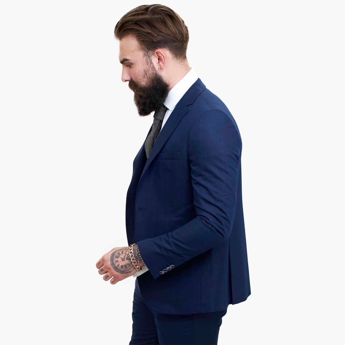 Happy Gentleman BELLO Marinblå 3-delad kostym i ull, skräddarsydd passform