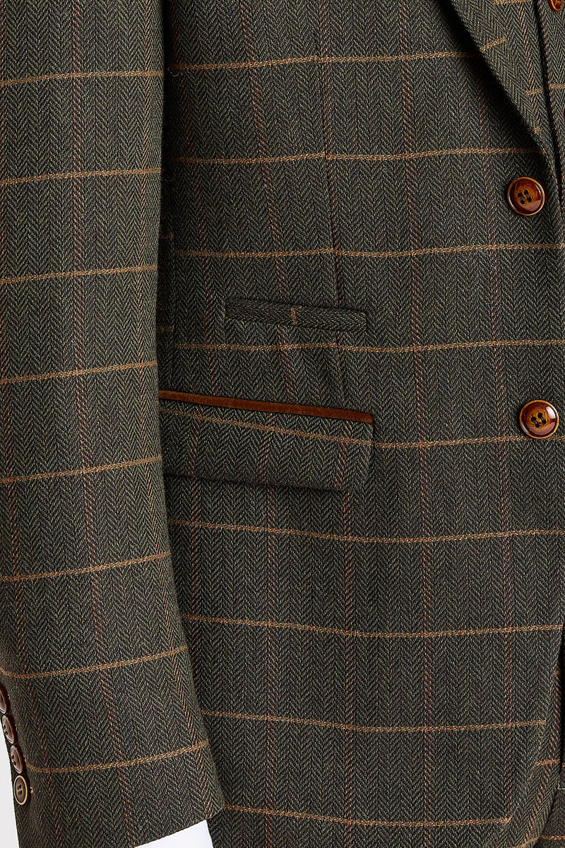 Harris - Grön tweed fiskbensrutig tweedkavaj