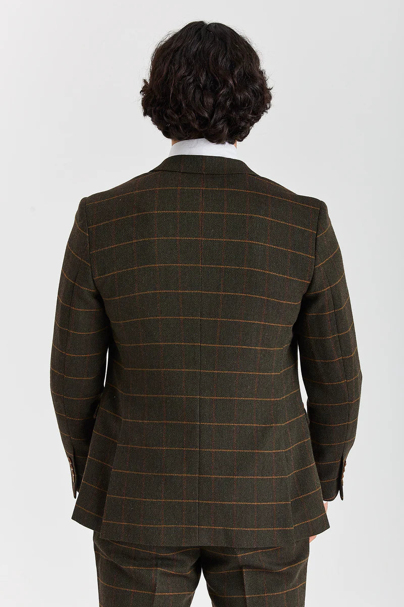 Harris - Grön tweed fiskbensrutig tweedkavaj