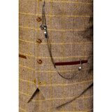 Harris herrkostym i brunt tredelat tweedtyg med klassisk vintagestil