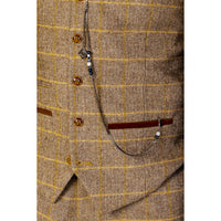 Harris herrkostym i brunt tredelat tweedtyg med klassisk vintagestil