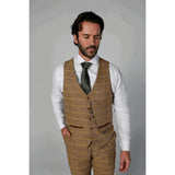 Harris herrkostym i brunt tredelat tweedtyg med klassisk vintagestil