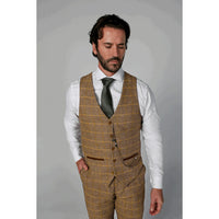 Harris herrkostym i brunt tredelat tweedtyg med klassisk vintagestil
