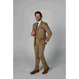 Harris herrkostym i brunt tredelat tweedtyg med klassisk vintagestil
