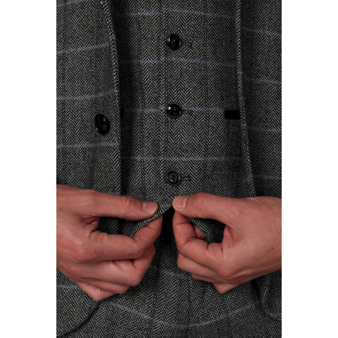 Harris herrkostym i grå 3-delad tweed med klassisk vintagecharm