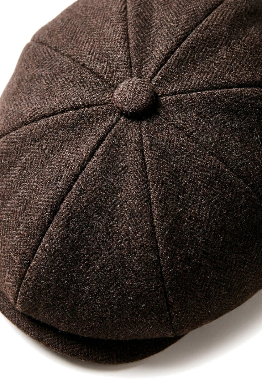 HT6363 - Herr Vintage Tweed Newsboy Peaky Blinders Keps - Brun/Vin